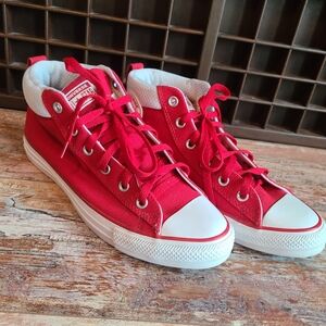 Converse Women's Stylish Red High-Top Sneakers Women's 11 Men's 9